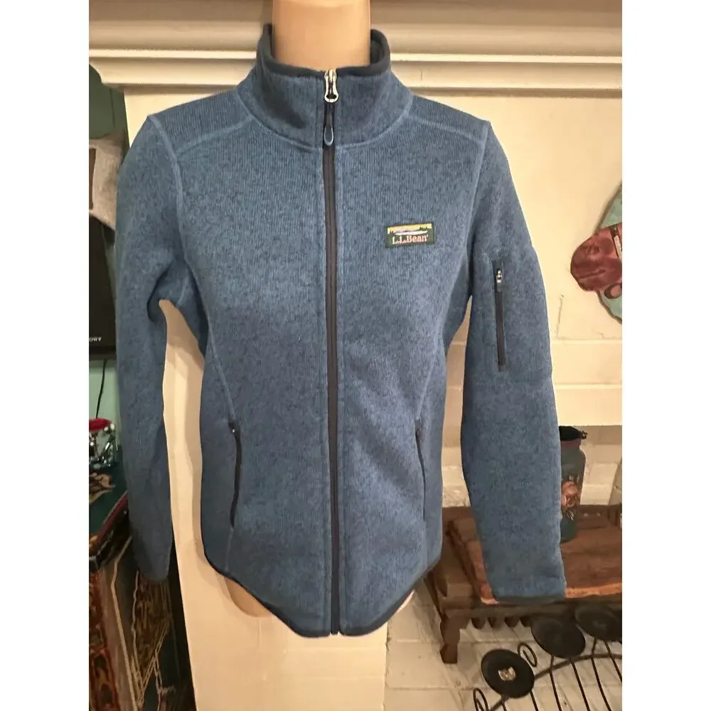 LL BEAN SWEATER FLEECE FULL ZIP JACKET SEABOARD BLUE XS